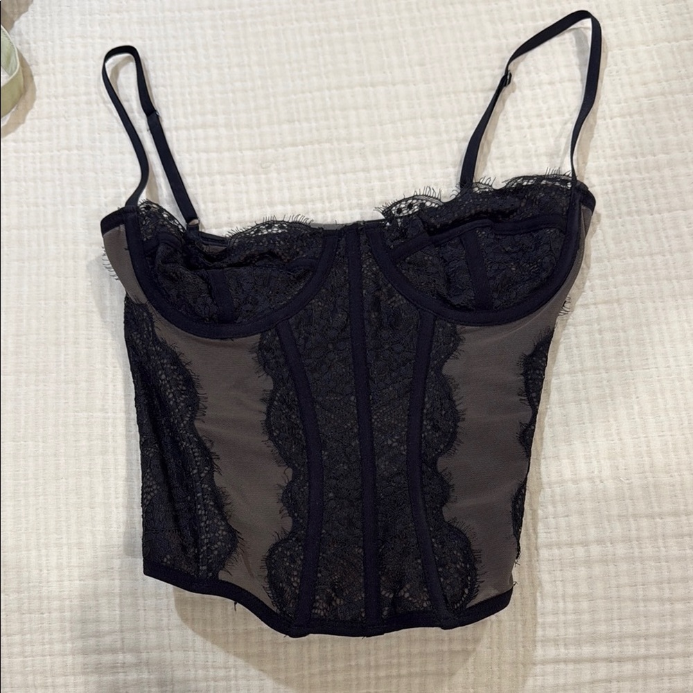 Urban Outfitters Black Lace Crop Top